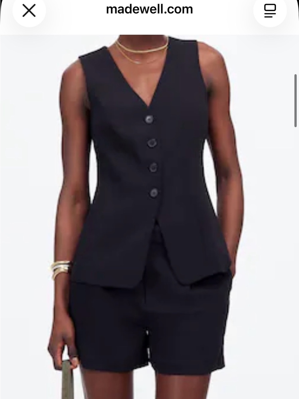 Madewell Black Sleeveless Tailored Button Vest
